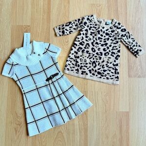 NWT and EUC Janie and Jack Baby Girl Dresses-Striped Dress + Cheetah Dress